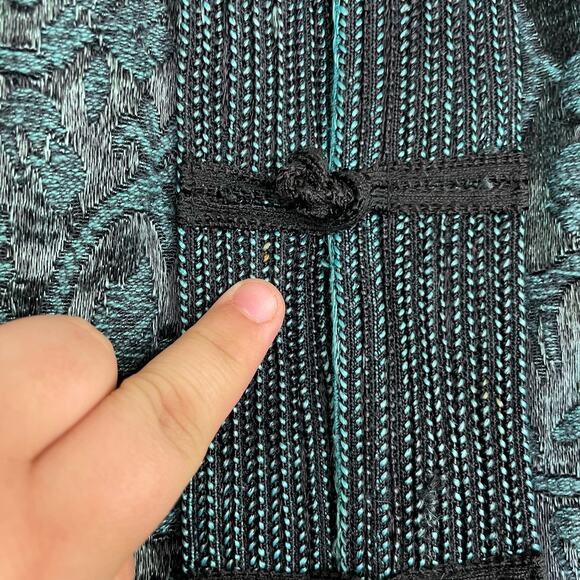 Coldwater Creek green/black tapestry cardigan jacket women's size PM - Picture 6 of 14